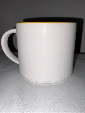 Large White Ceramic Coffee Mug with Yellow Interior - Home Dining